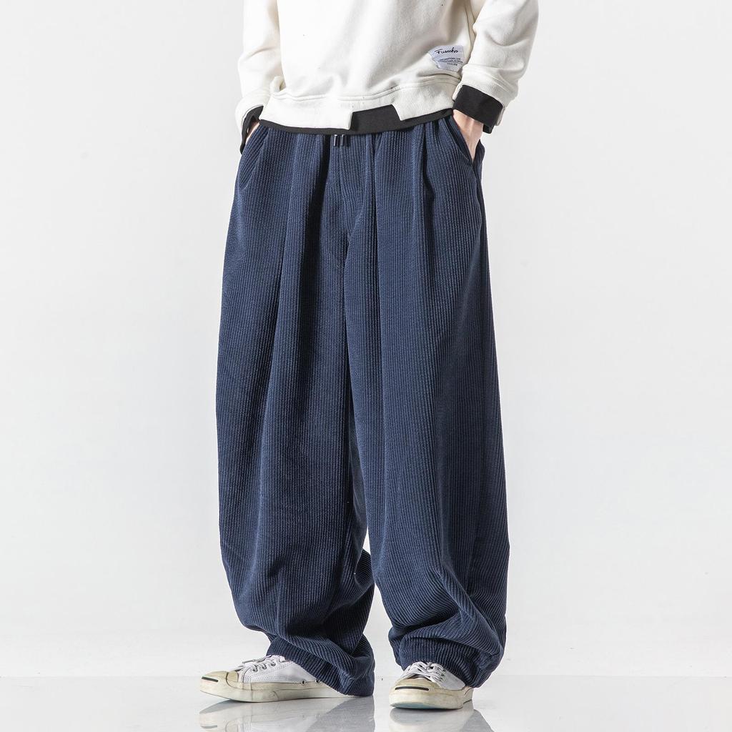 Frühling Herbst und Winter Übergröße Herren Vier Jahreszeiten Flachbein Hose Sportlich, Lässig Bequem Kord Samt Uni Locker Hose