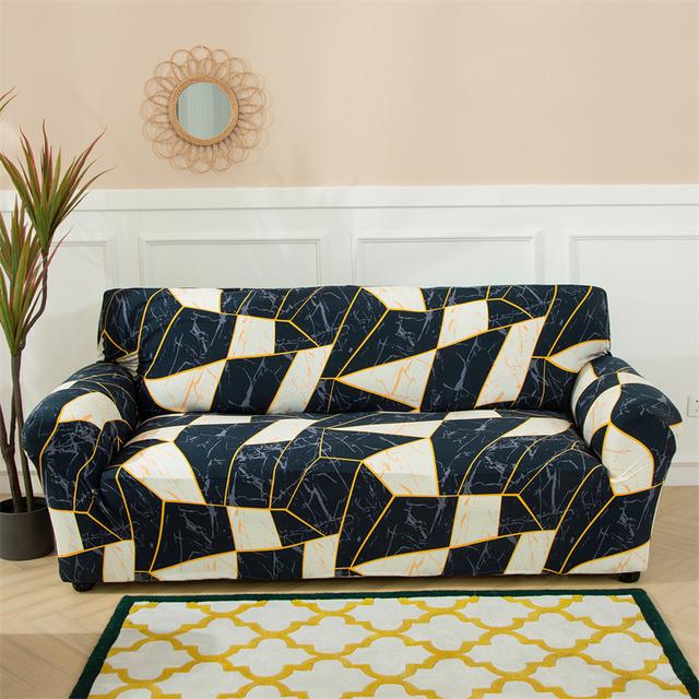 Geometrische große Sofabezüge für Wohnzimmer Ecke Chaiselongue Couch Schonbezüge elastische Sofaschutz Stuhl Sesselbezug 1 Stück