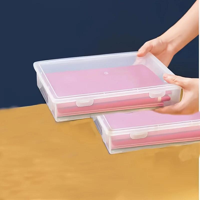 A4 Size Clear Plastic Storage Box With Flip Top Lid - Abs Material, Dustproof Desktop Organizer For Workspace Supplies