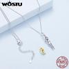 WOSTU Collana con Ciondolo Abbraccio Reale in Argento 925 Argento Oro Bicolore Ciondolo Mamma e Bambino Regalo di Famiglia Gioielli per Mamma