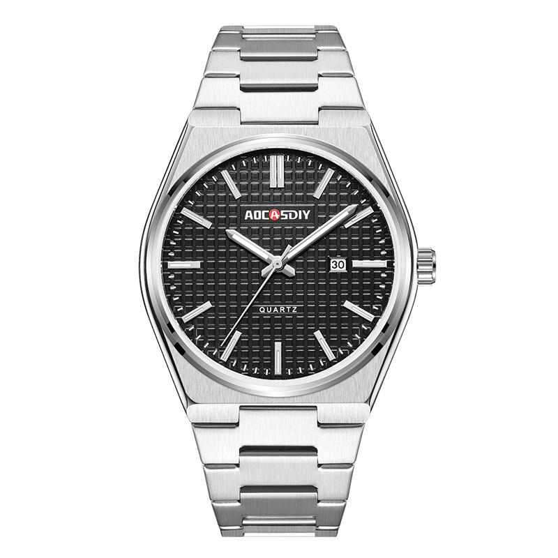 AOCASDIY Luxury Mens Watch 30M Waterproof Stainless Steel Quartz Date Clock Casual Business Wristwatch Style New Watch for Men