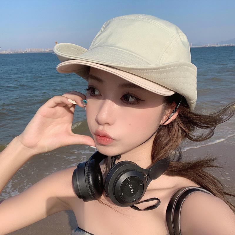 Outdoor climbing hat men's spring and autumn niche design trendy brand double brim one hat two wearing sunscreen bucket hat women