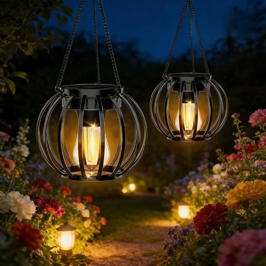 Halloween Solar Pumpkin Hanging Lights,IP65 Waterproof Auto-Charging LED Pendant Lamp,Garden Lawn Path Yard Halloween Outdoor Decor