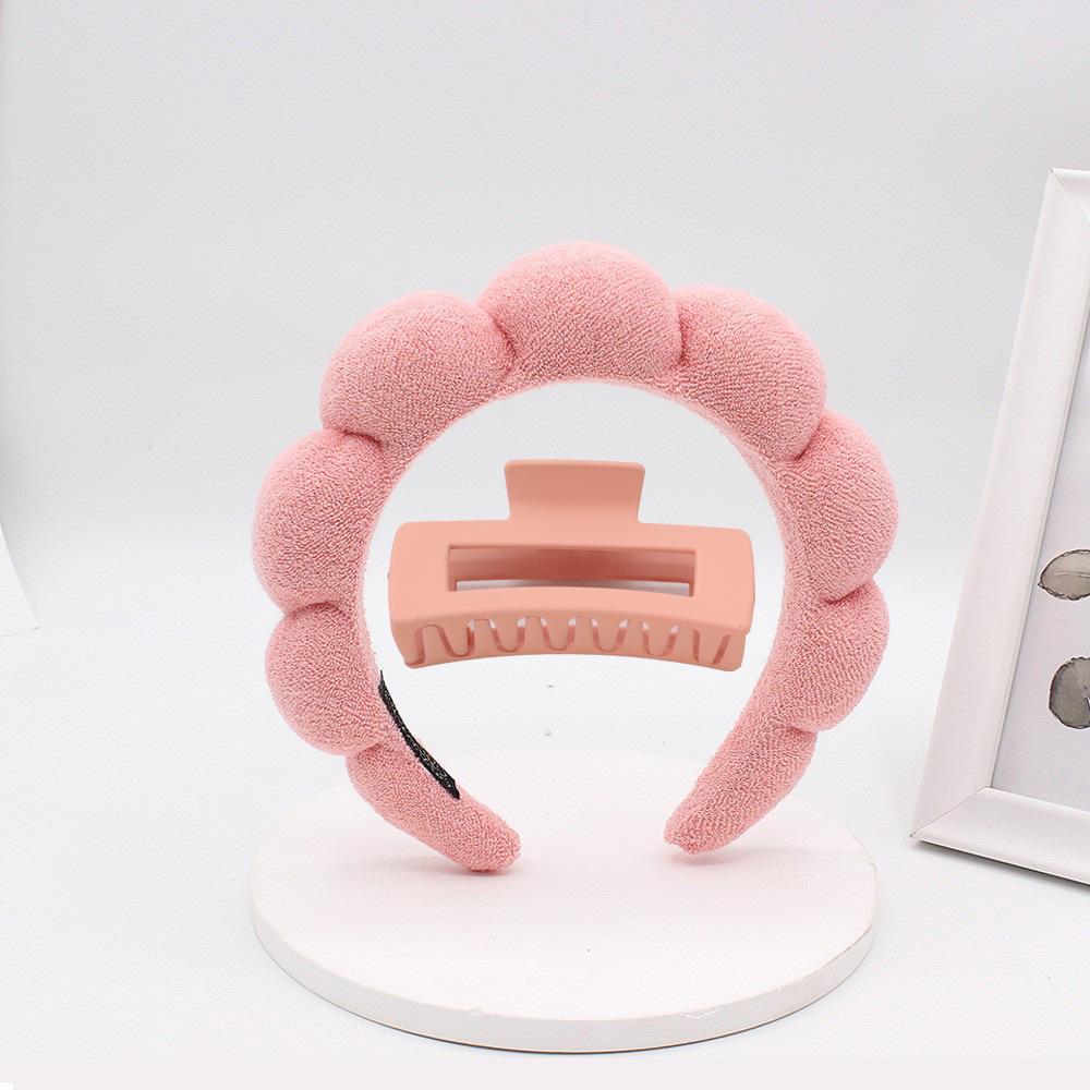 2pcs/Set Washing Hair Accessories for Women Bathing Terry Cloth Cloud Sponge Hair Bands Makeup Removal Headbands Hair Claw Clips