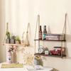 Wooden Floating Shelves for Wall Plant Flower Wood Swing Hanging Rope Storage Home Living Room Decor