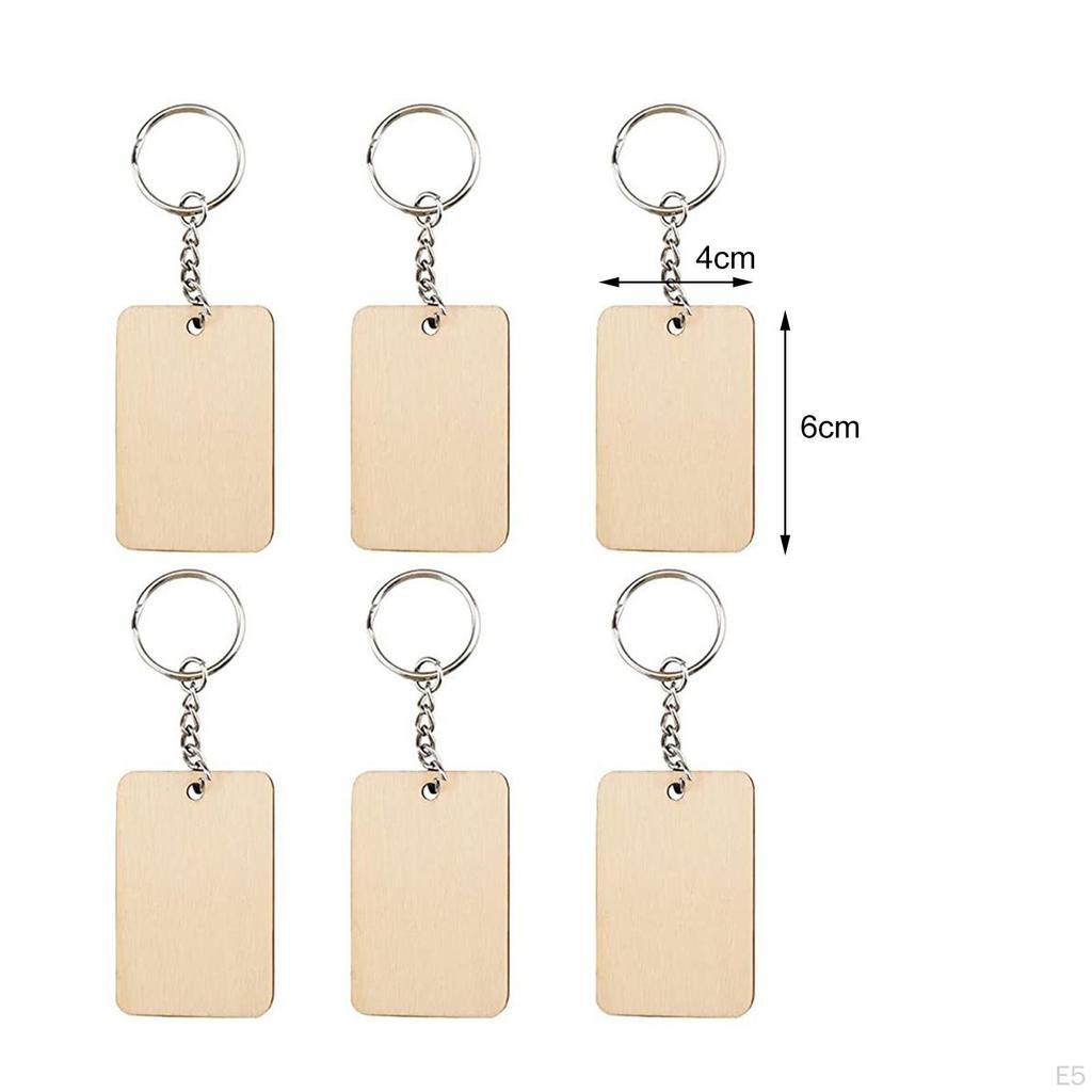 Blank Wood Key Chain Set Keychain DIY Unfinished for Jewelry Making Keyring Gift