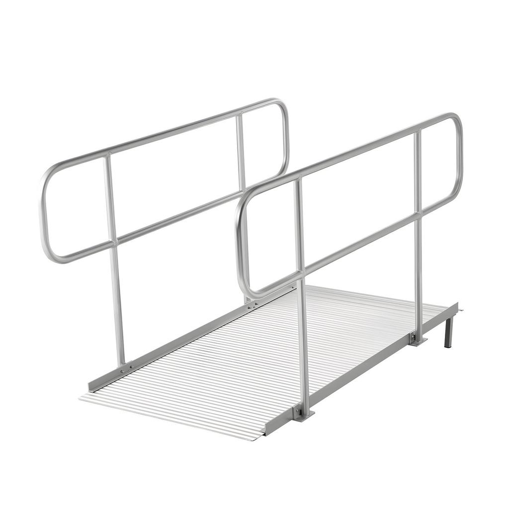Wheelchair Ramp with Handrails, 1806 x 830 mm, Heavy Duty Wide Aluminum Wheelchair Ramp with Adjustable Legs, 453.6 kg Capacity, Portable Threshold