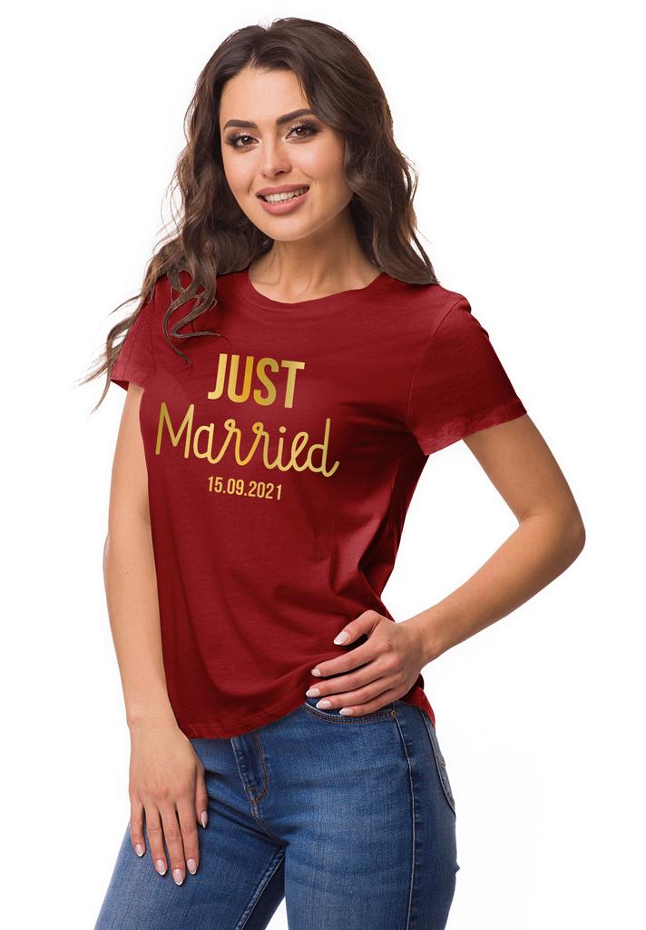 Inkdotpot Personalized Womens Tshirt Top Just Married Wedding  Announcement