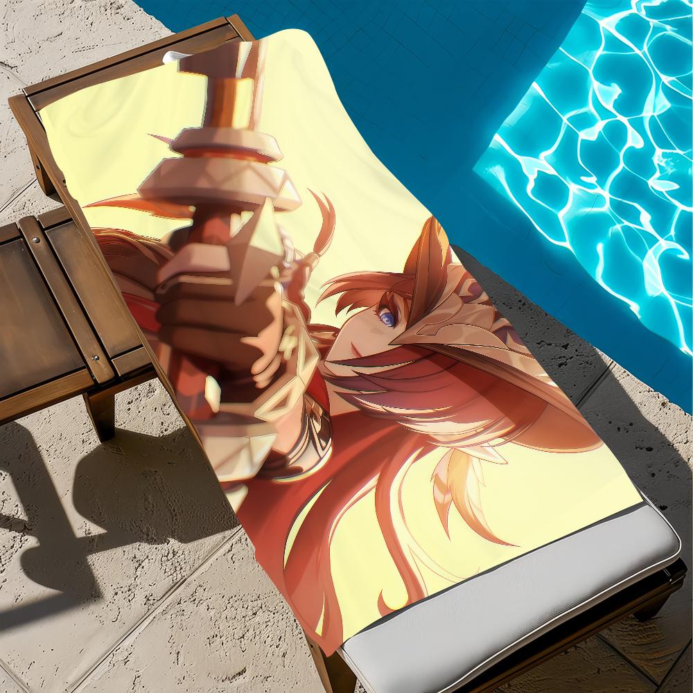 

Towel Beach Bath Quick-Drying Lightweight Portable Sauna Camping Chasca Swim Pool Genshin Impact Travel W30*H60(CM)
