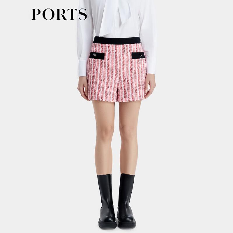 PORTS Women's Elegant Striped Tweed Casual Shorts