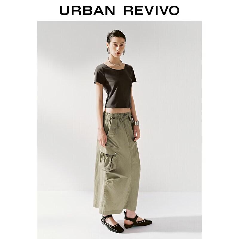 UR Women's Casual Workwear Patch Pocket Drawstring Skirt