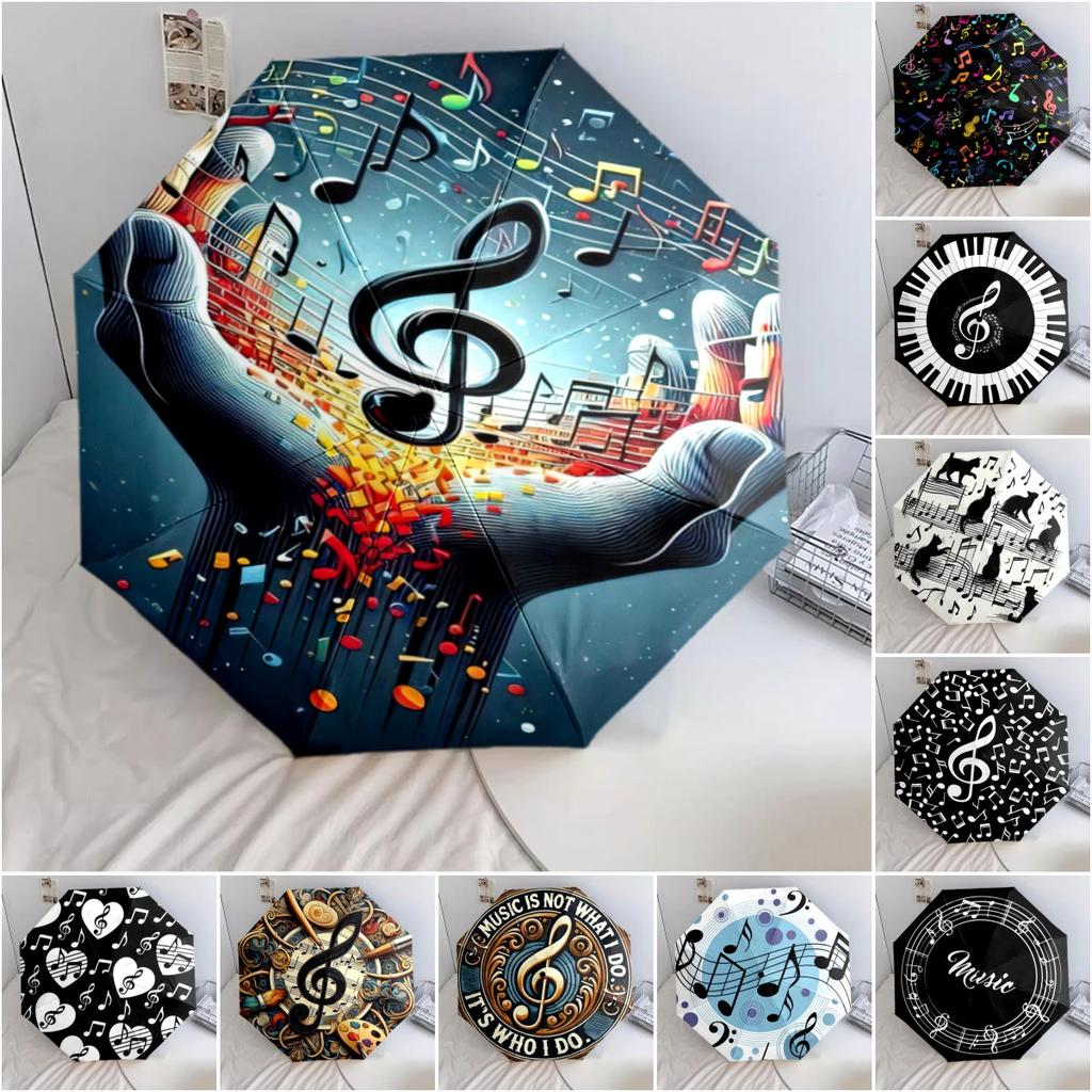 1PC Musical notes Umbrella Portable Folding Umbrella Iron Frame Hole Bone Structure Outdoor Home Umbrella A1