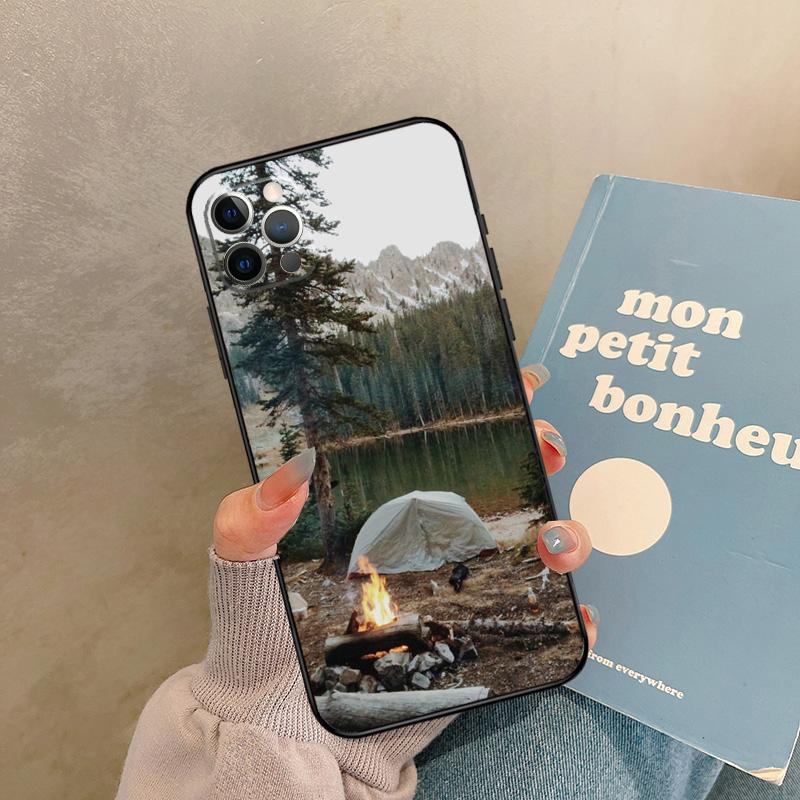 Camping Nature Mountain Case For 17 Air iPhone 16 15 14 13 12 11 Pro Max 12 Mini XR 15 16 Plus 16e Back Cover Shell