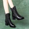 Fashionable versatile thick heel pointed midsole boots added fleece warmth comfortable women elegant minimalist women's shoes