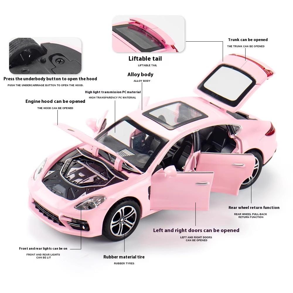 Miniatures 1:32 Porsche Panamera Alloy Diecast Metal Model Hight Simulation Sound Light Baby Toys Computer Desktop Ornament Gift