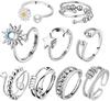 MLPKOI 9 Pcs Fidget Rings Set for Women Girls, Adjustable Open Spinner Anxiety Ring, Anti Stress Relief
