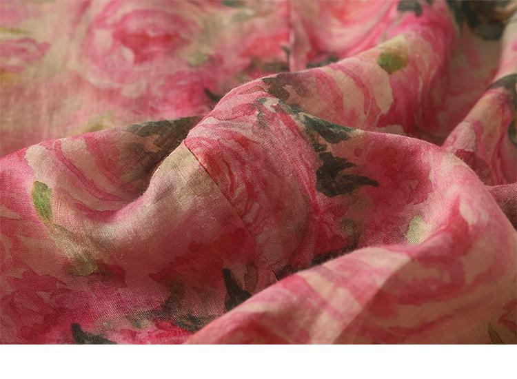 Vintage Floral Lockere Passform Ultra-Dünner Ramie Sonnenschutz Anzug