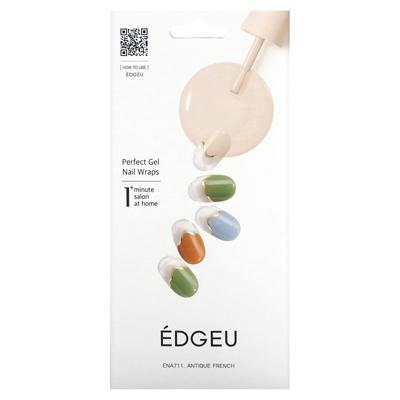 Perfect Gel Nail Wrap, ENA711, Antique French, 16 Strip Set