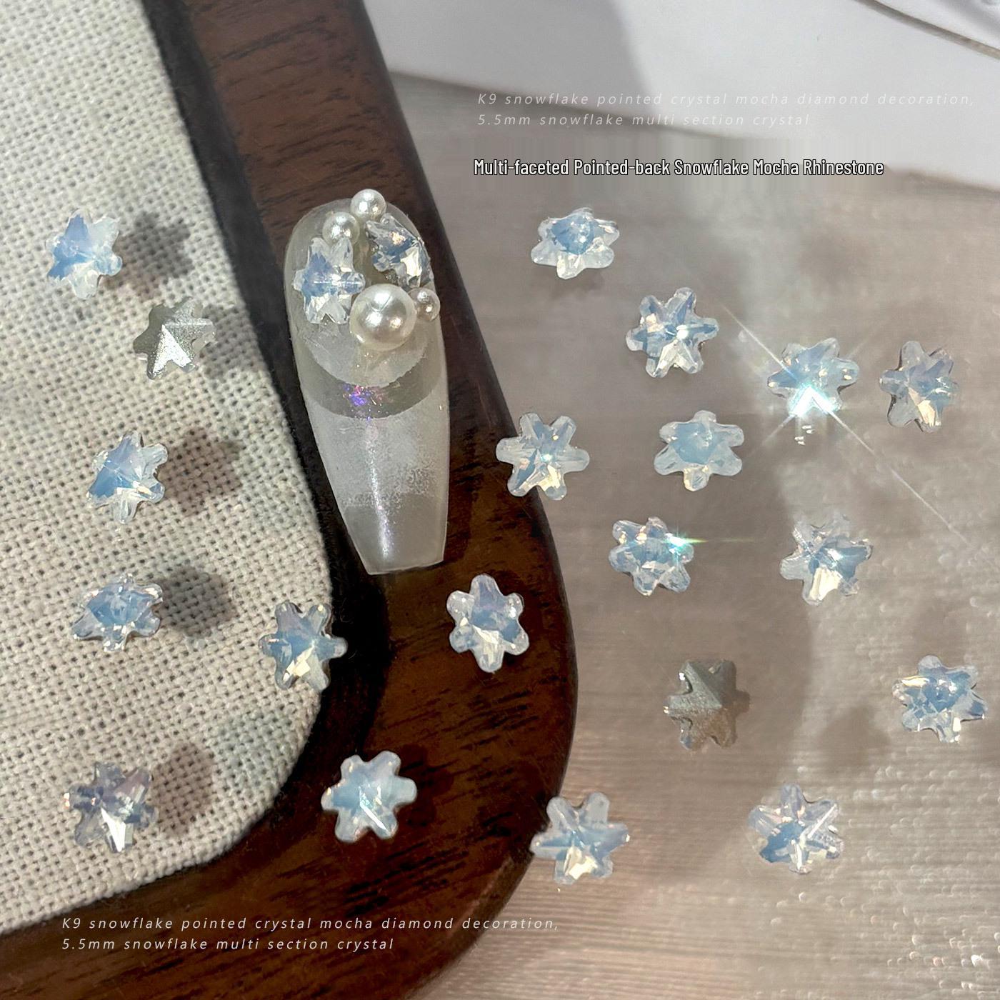 K9 Mocha Crystal Snowflake Nail Art Diamonds – Super Sparkly, Pointed Bottom for Hot Nail Accessories