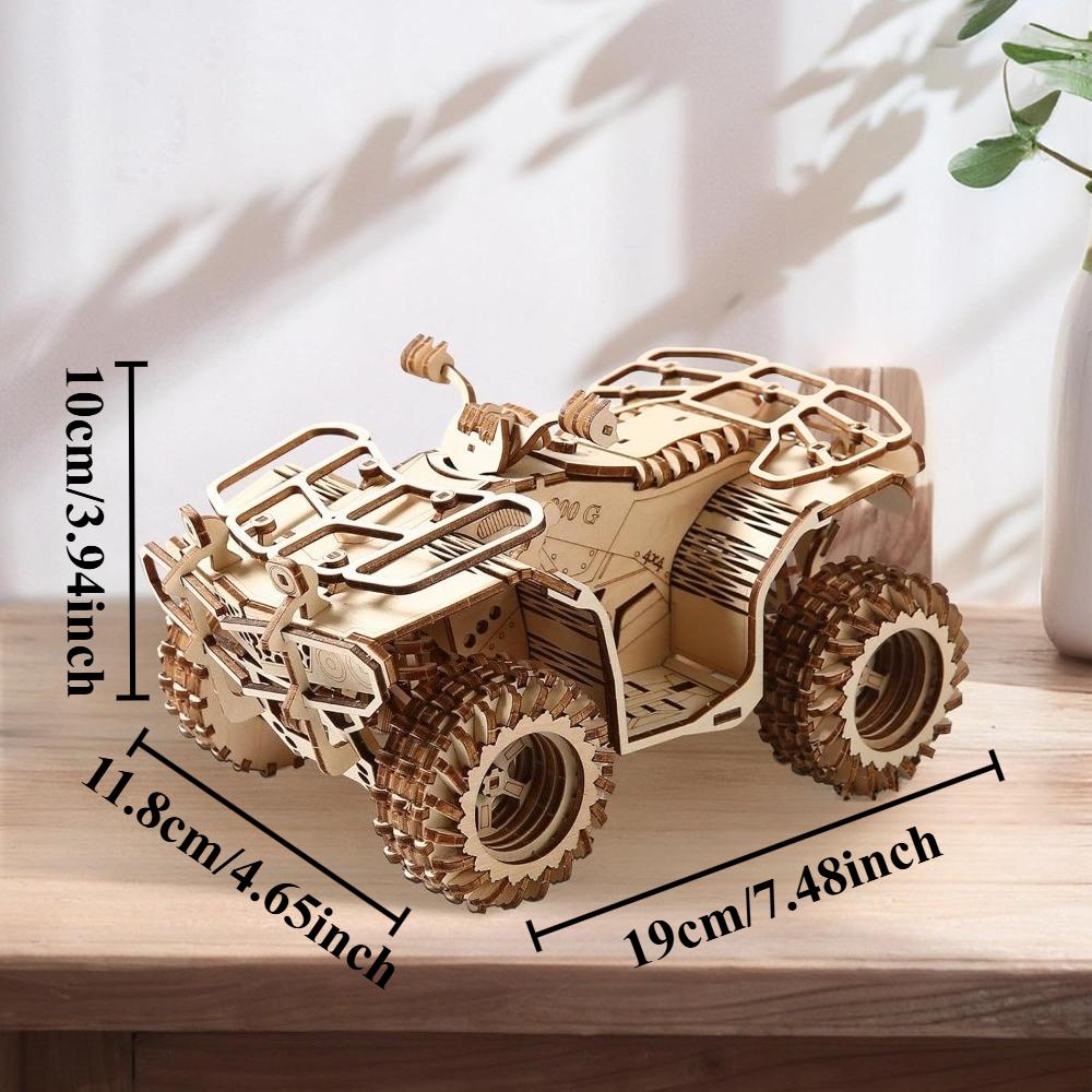 3D Wooden Puzzle for Adults Mechanical Beach Car DIY Vehicle Model Building Kit Handicraft Wood Craft Toy Birthday Gift for Kids