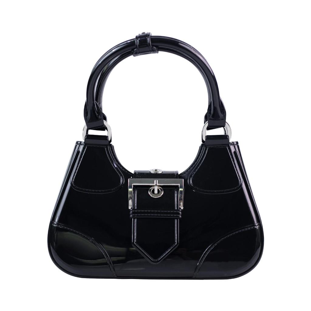 Gespleißte Halbmond-Schulter-Crossbody-Tasche, Damenhandtasche im europäischen und amerikanischen Stil, Motorrad-Achseltasche für Spicy Girl mit Gürtelschnalle