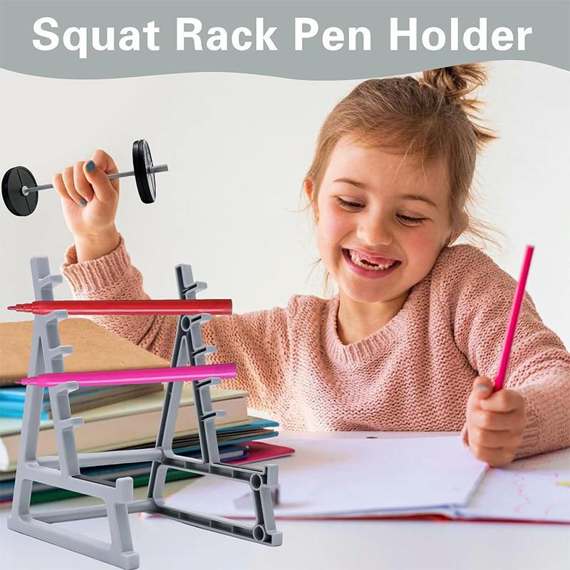 Squat Rack Pen Holder for Desk, Barbell Rack Pen Holder, Gym-themed Unique Shape, Office Stationery Organizer Decor