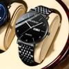 Men's Watch Business Casual Quartz Ultra Thin Waterproof Luminous Leather Mesh Band Fashion Wristwatch