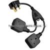 35CM 13A UK 1-to-2 Adapter Power Cord, British Standard Three-Hole, 1.5 Sq Mm Female Plug Extension.