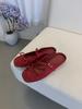 Gentle little red ballet style bag head half slippers women's 2025 spring and summer new bow retro Mary Jane shoes