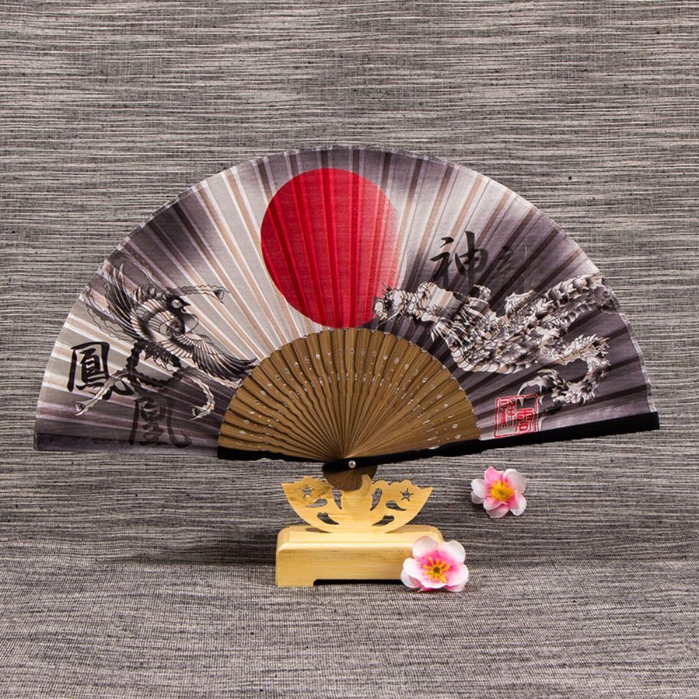 Silk Fabric Handheld Folding Fan Bamboo Handle Silk Hand Fan Elegant Folding Hand Fan  Gift Giving
