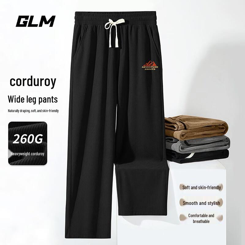 

GLM Men s American Retro Corduroy Wide-Leg Casual Pants XL