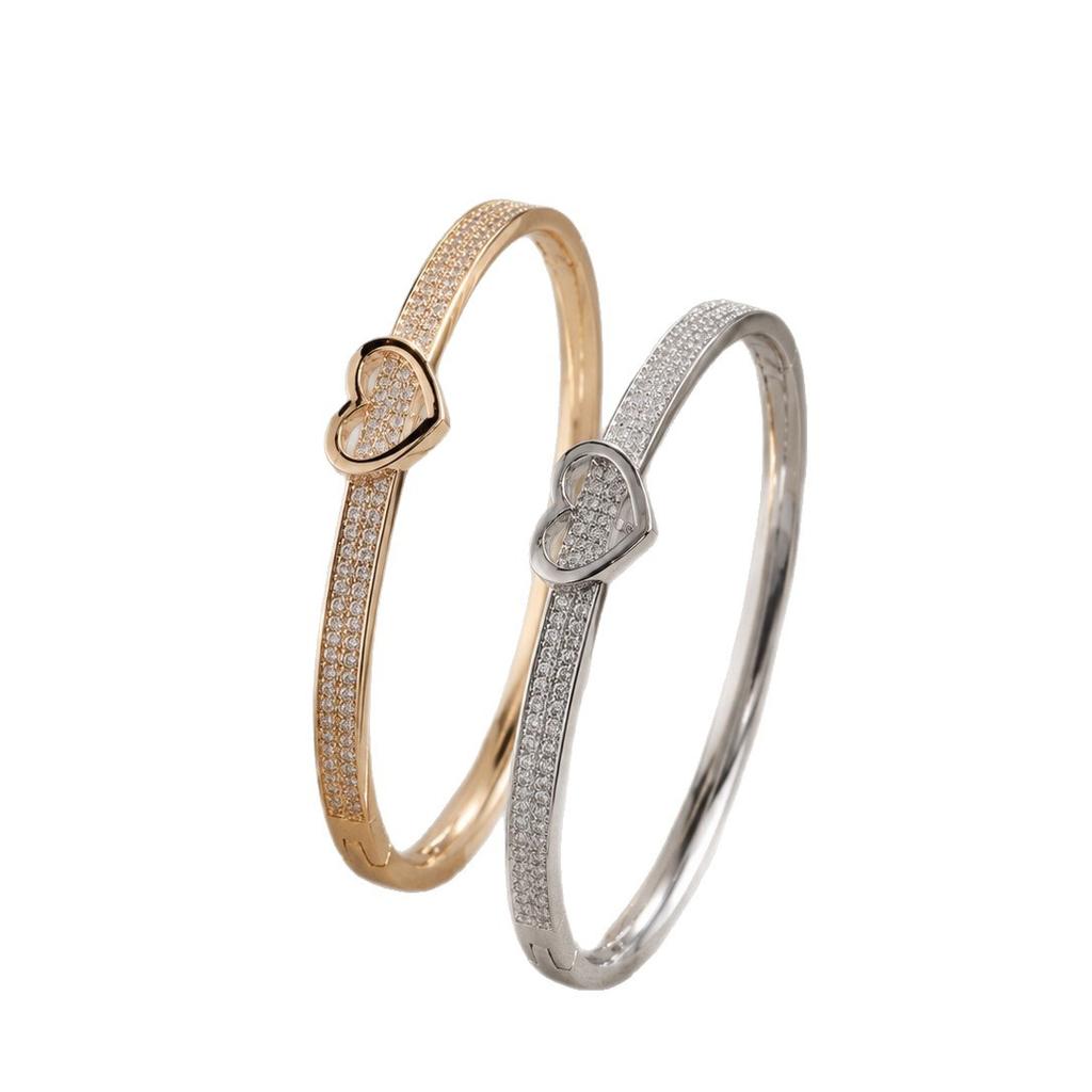 French Love Heart-set Zirconium Bracelet, Light Luxury and Exquisite Gift for Girlfriend, Heart-shaped Versatile Bracelet