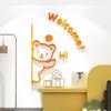 Self-adhesive Welcome Bear Stickers Artwork Bear Signs Ornaments Welcome Wall Decal  Milk Tea Shop