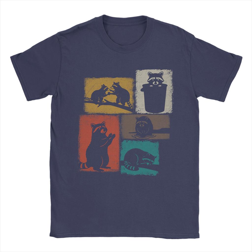 Humorous Raccoon Vintage Collage Trash Panda Lover T-Shirt for Men Round Neck Cotton T Shirt  Short Sleeve Tees Classic Clothing