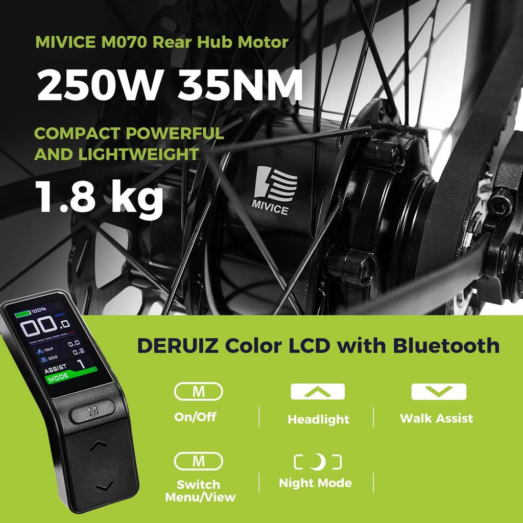 Electric Bicycle DERUIZ Turmali-Premium s 28"250W Motor City EBike ,58cm Frame, 360Wh Battery,Max  Range 110km Load 130kg