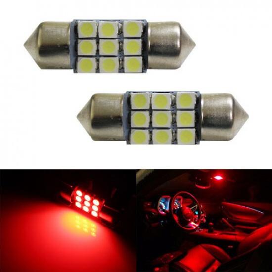 Super Red 9-SMD 1.25 31mm DE3175 DE3022 LED Bulbs For Interior Map Dome Lights