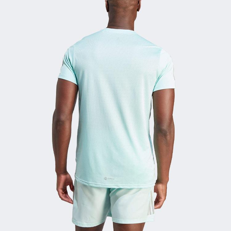 Adidas Own The Run Color Block Logo Round Neck Short Sleeve T-Shirt Men Tops Light-Green IM2534