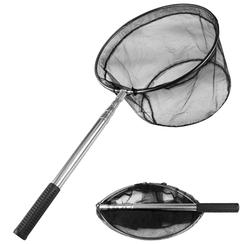 Fishing Net with Handle 43-155CM Extension Rod Adjustable Stainless Steel Handle Foldable Landing Net for Steelhead Salmon Bass