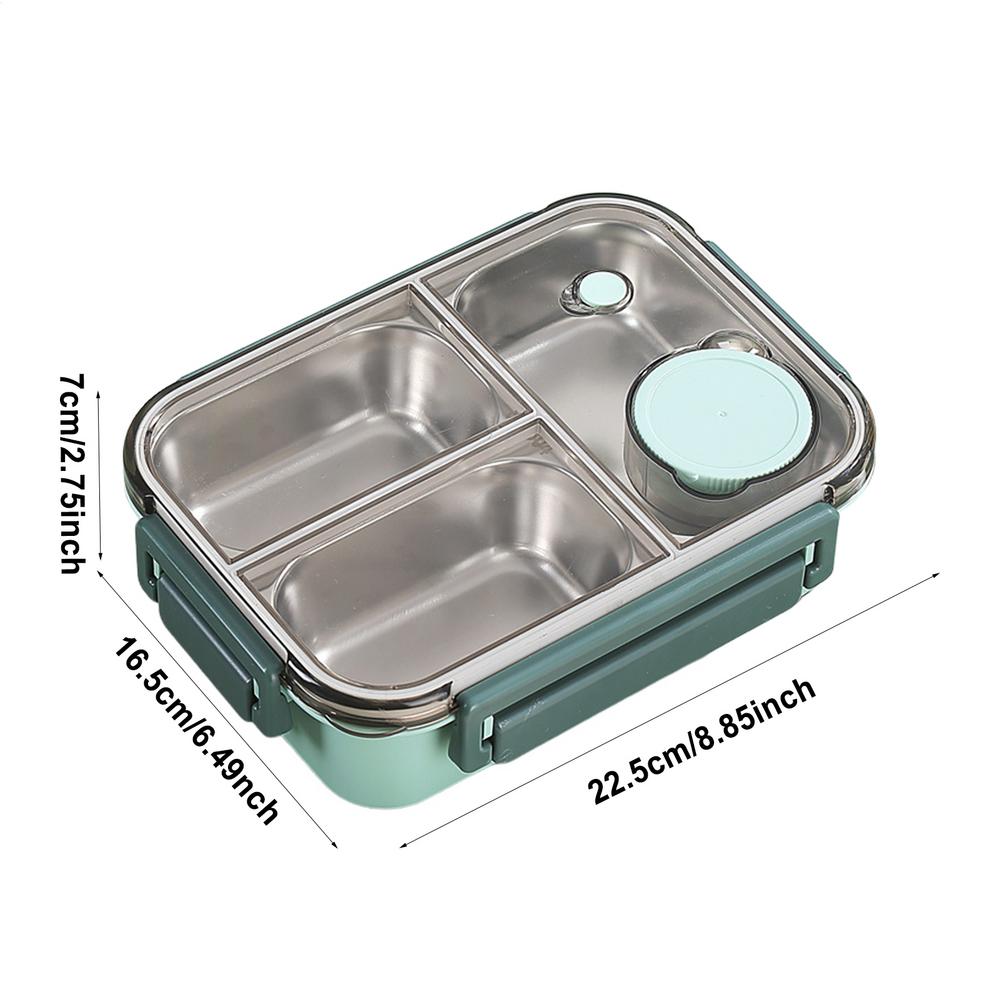 Stainless Steel Lunch Box 3 Compartments Lunch Container Adult Lunch Box Portable Lunch Containers Large Capacity Lunch Box for зелёный 3640₽