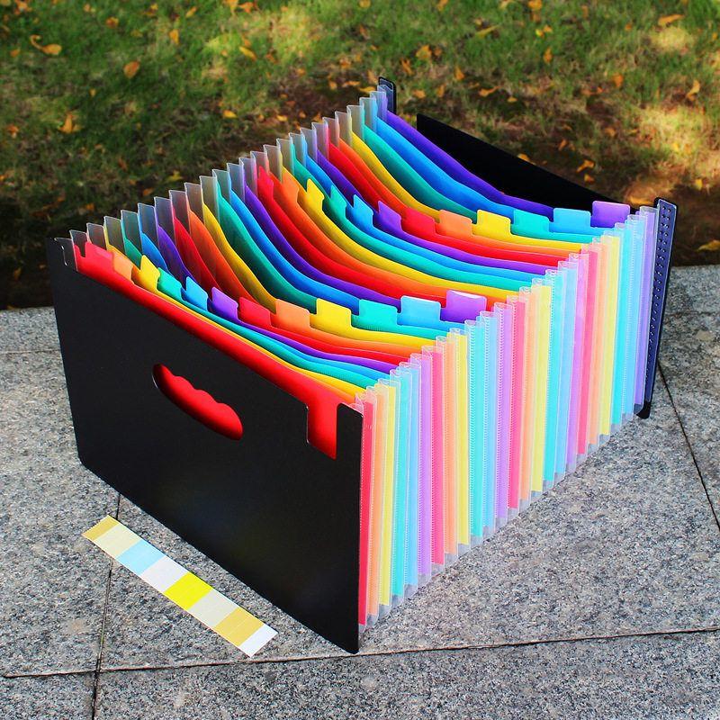 Retractable File Holder Vertical Satchel Folder A4 Paper Test Paper Classification Multi-Layered Material Desktop Storage Storage Clip