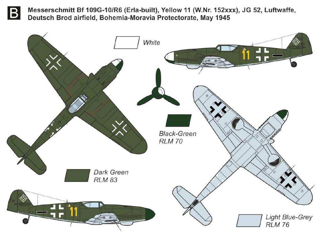 Mark I 1/144 Bf109G-10 „Späte Gustav“ (2 Kits) Plastikmodellbausatz MKM 144072N (Flugzeug)