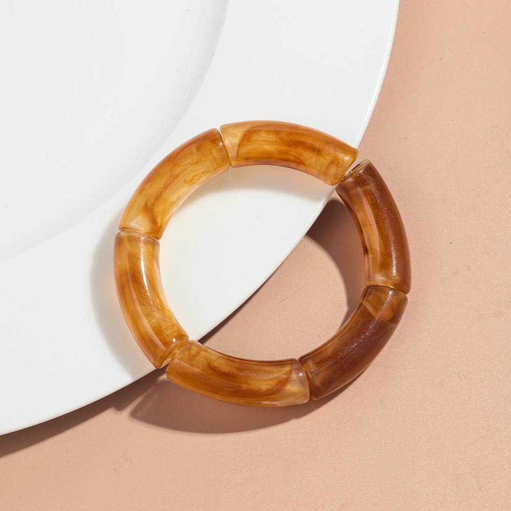 Retro Acrylic Chunky Bamboo Curved Tube Bracelets for Women Boho Mixed Color Resin Stretchy Stack Bangles Trendy Jewelry Gifts
