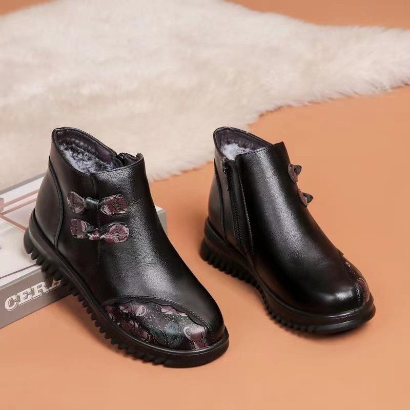 Non-slip cotton shoes winter new velvet thickened snow boots warm flat shoes short boots 35