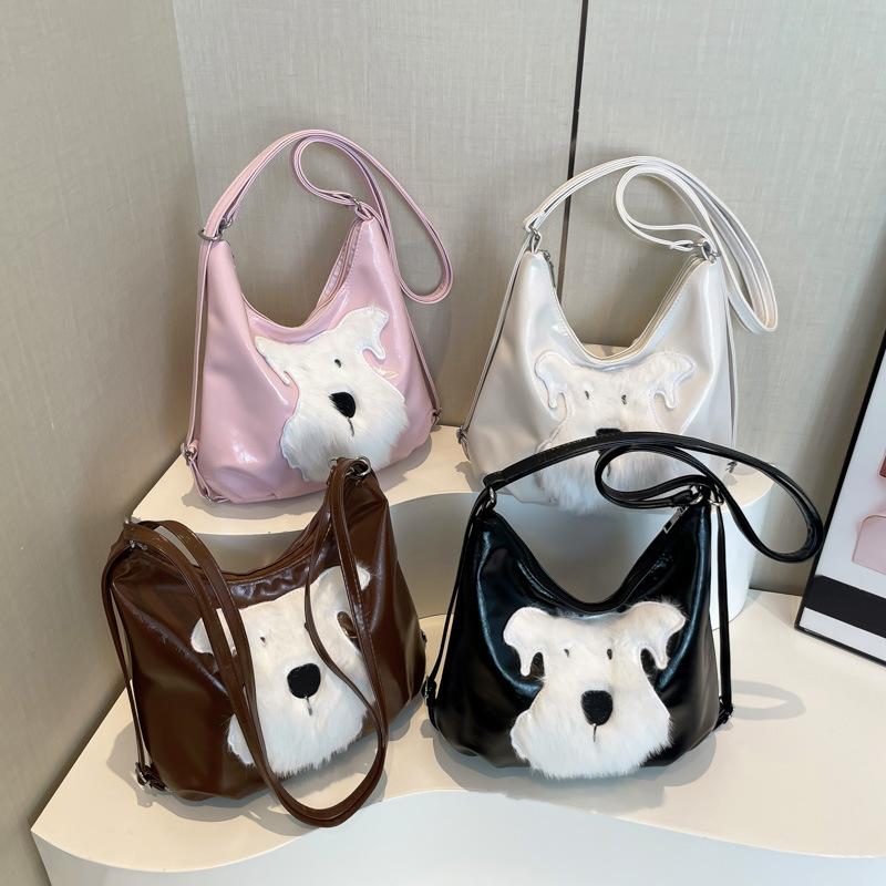 Autumn and Winter Retro Large-capacity Women's Backpack 2024 New Versatile Cute Cartoon Puppy Multi-purpose Shoulder Tote Bag