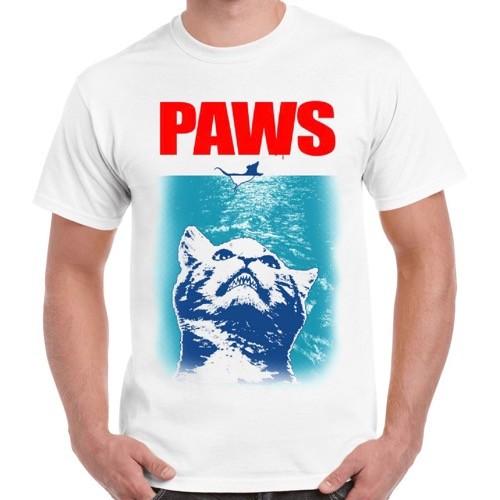 Paws Jaws Parody Cats Kittens Funny Gift Cool Vintage Retro T Shirt 277 L