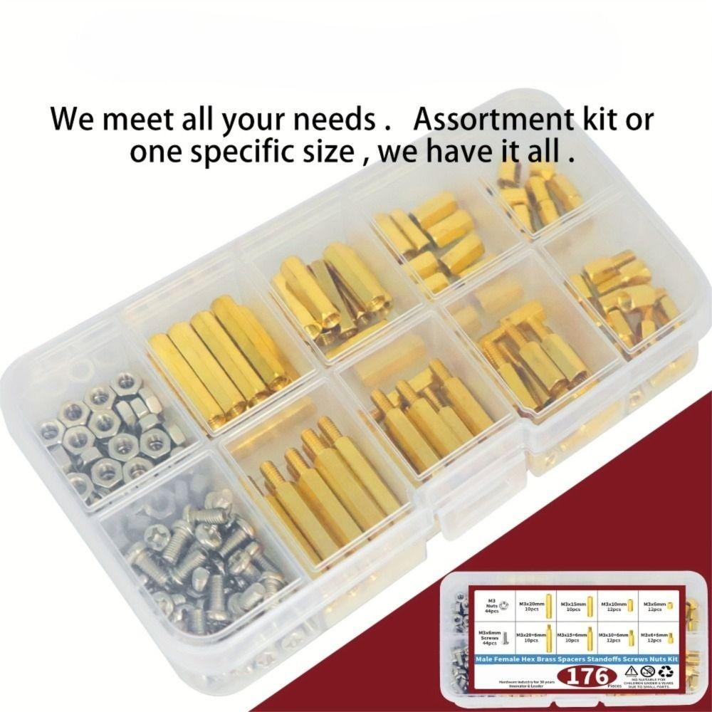 176pcs Hex Male-Female Motherboard Standoffs Brass Brass Standoff Spacer  PCB Circuit Board