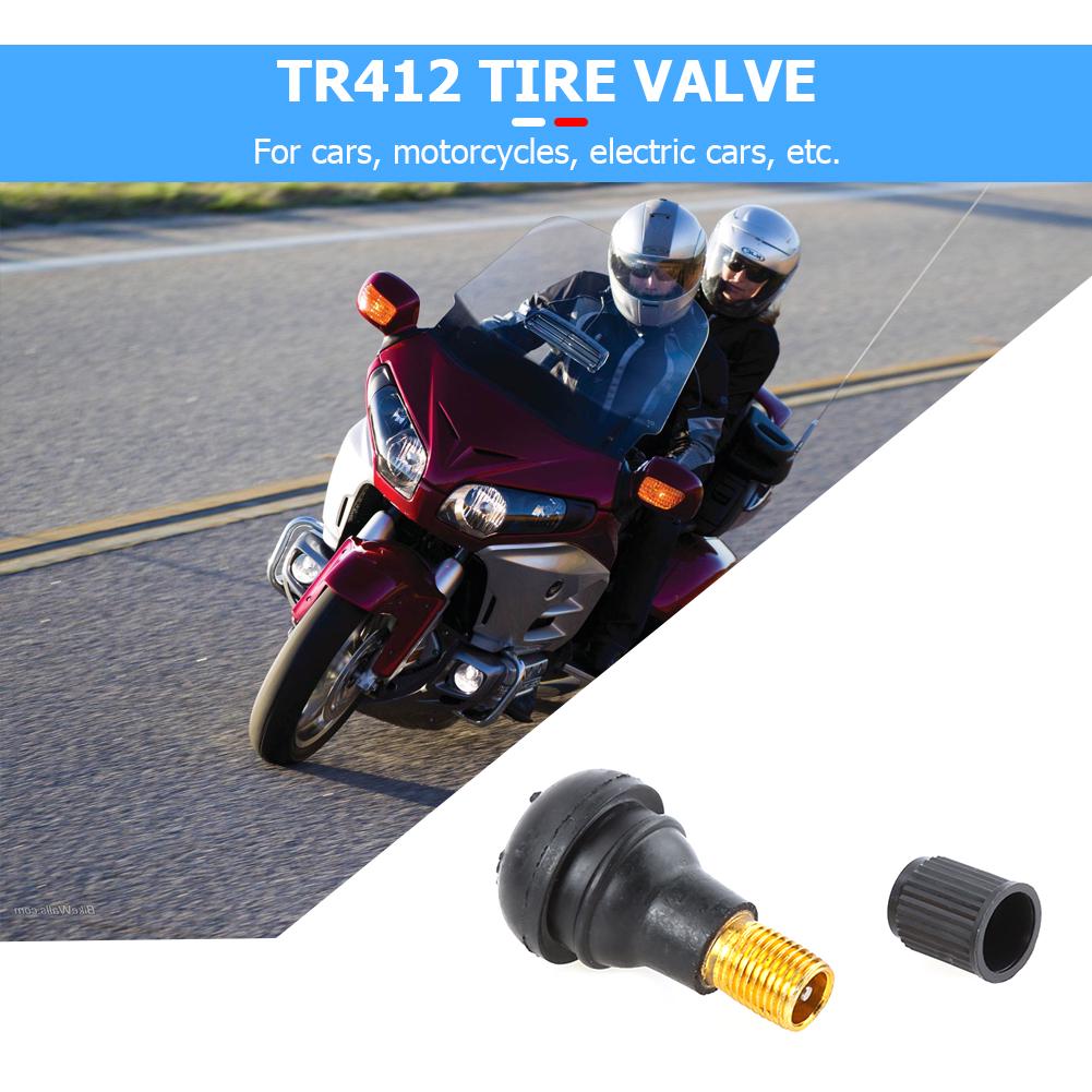 100Pcs TR412/TR413/TR414 Snap In Short Black Rubber Valve Parts TR412 Tubeless Band Band Valves For Car Motorcycle Parts