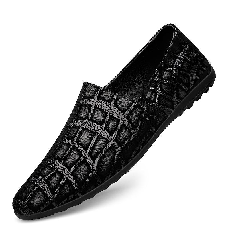 Daily Leather Loafers for Men with Flat Soft Soles Simple Comfortable Breathable Non Slip Casual Driving Trends Men Shoes