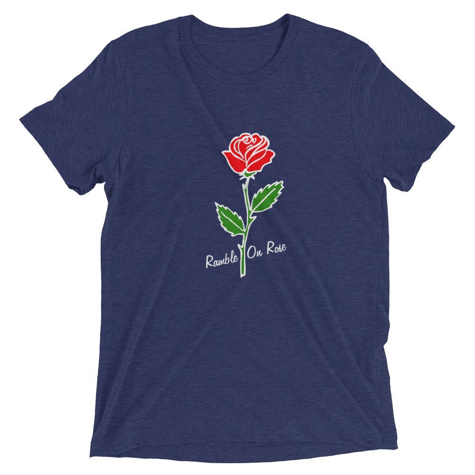 Ramble On Rose T-Shirt, Classic Rock, Hippie, Jam Band Gift, Jerry, Cornell 77 Tribute, Europe 72, Jam Band Merch, Music Fest, Rose Design M