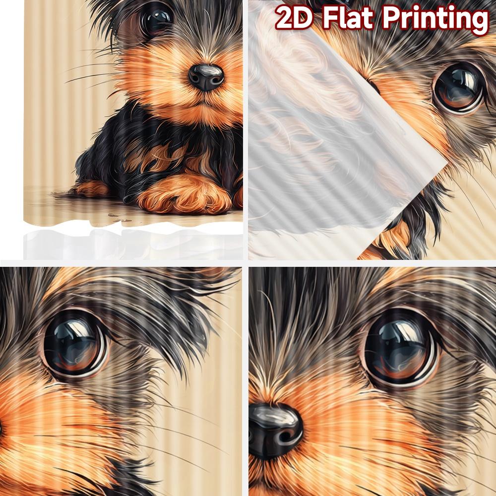 2D Flachdruck 2 Stück Vorhänge Niedliches Yorkshire-Welpen-Porträt Digital Bedruckte Polyester-Vorhänge Ganzjahres-Party- & Urlaubsdekoration